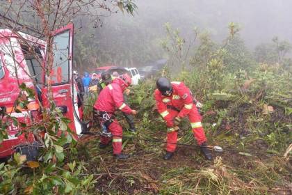 Dos muertos y tres heridos tras la caída de una vagoneta en la ruta a los Yungas, reporta la Policía 