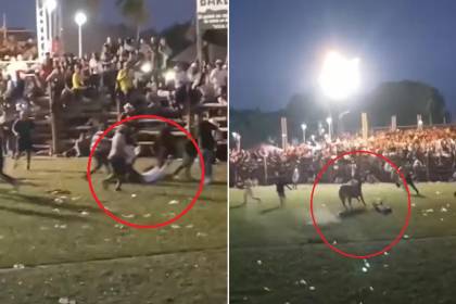Video: Momento en el que un toro desfigura el rostro de un hombre en Warnes 