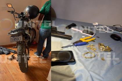 Un arma y joyas, entre lo hallado en el allanamiento a presuntos atracadores de joyería en Santa Cruz 