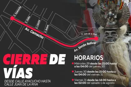 Tome previsiones: Cierran la avenida Camacho este viernes para la entrada del Gran Poder en La Paz