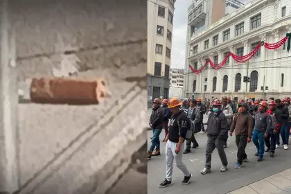 En medio de la marcha de la COB, un artefacto explosivo fue lanzado a la ALP pero no estalló