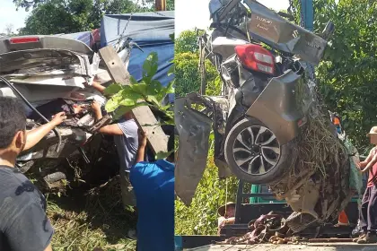 Dos muertos y dos heridos luego que un camión arrastrara y aplastara a un vehículo tras chocar con otro motorizado
