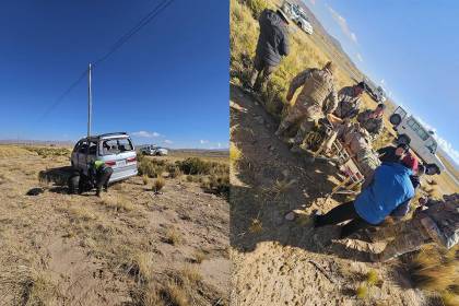 Un fallecido y cuatro heridos tras el vuelco de un vehículo en la ruta La Paz – Oruro