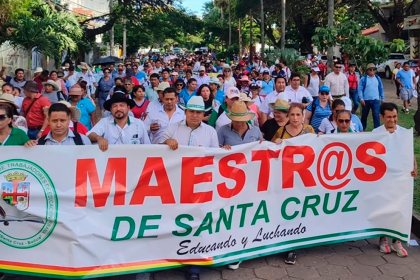 Santa Cruz: Magisterio urbano anuncia que no habrá clases este viernes por la mañana porque saldrán en marcha