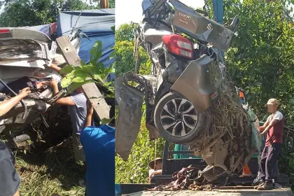 Dos muertos y dos heridos luego que un camión arrastrara y aplastara a un vehículo tras chocar con otro motorizado