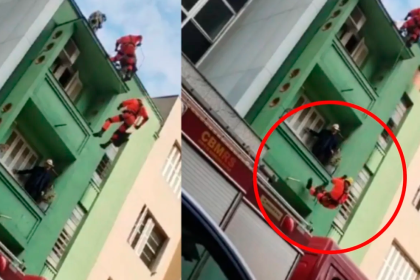 Video: Rescatista cae de un edificio cuando trataba de impedir que un hombre muera