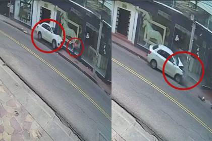 Imágenes sensibles: Conductor invade carril y para evitar un choque se sube a la acera, pero arrolla a una mujer