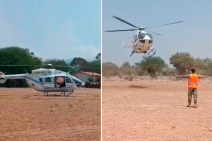 Tras bloqueo, helicóptero llegó a Samaipata para trabajar en sofocación de incendios 