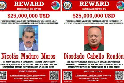 EEUU ofrece $us 25 millones por Maduro tras catalogar al Cartel de los Soles como organización terrorista