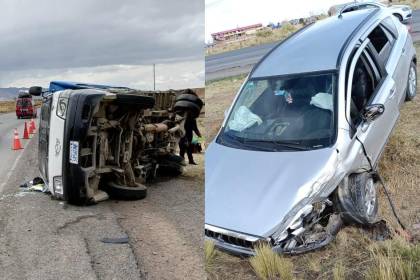 Seis heridos deja el choque entre una camioneta y un vehículo en la carretera La Paz - Desaguadero, según la Policía 