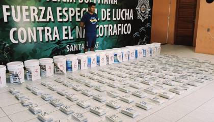 Hallan 127 kilos de droga en botes de pintura en la Terminal Bimodal, su destino era Puerto Quijarro 