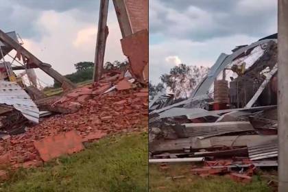 Video: Una estructura cae sobre estudiantes a causa de los fuertes vientos 
