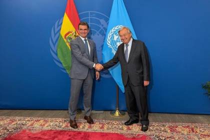Paz se reunió con secretario de la ONU y se refirió al papel de Bolivia ante los desafíos globales