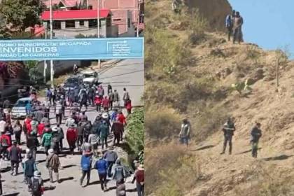 Productores y bloqueadores se enfrentan en Mecapaca por la salida de alimentos hacia La Paz, reporta un vecino