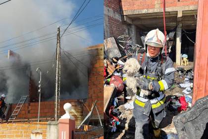 Rescatan a una familia y sus mascotas de un incendio en Cochabamba 