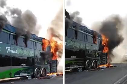 Video: Así huyeron los pasajeros del bus que ardió en plena carretera Santa Cruz-Trinidad 