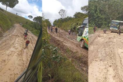 Siguen suspendidas salidas a Apolo y choferes exigen arreglos en la carretera que cuando llueve se convierte en “una pista de patinaje”