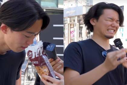 “Huele a llanta”: Japoneses prueban por primera vez chicharrón y uno asegura que el sabor mejoraría con “mayonesa”