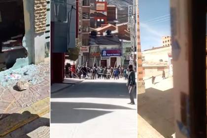Bloqueadores saquean una unidad policial y causan desmanes en el centro de Llallagua
