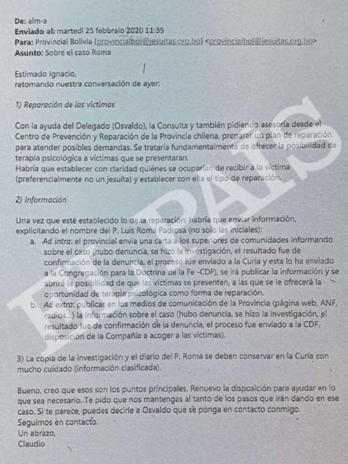 Copia del mail publicado por el diario El País