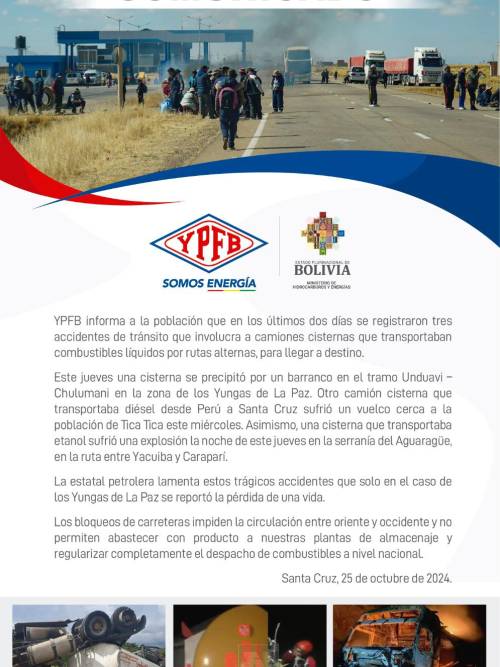 El comunicado de YPFB.