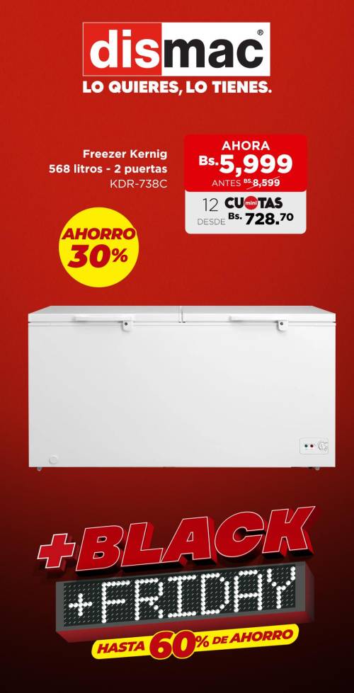 Dismac: Freezer Kernig de 568 litros- 2 puertas