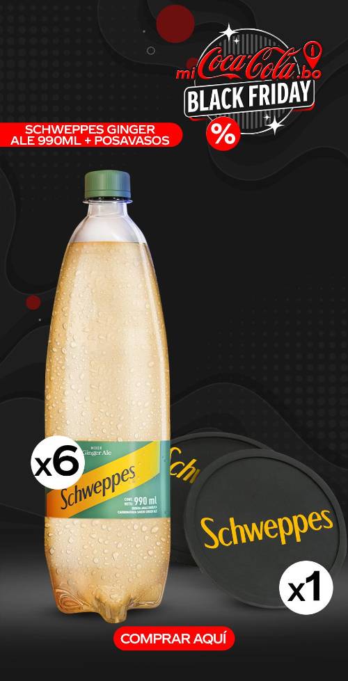 Schweppes Ginger Ale 990 ml 6pack + Posavasos Schweppes 