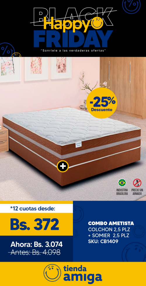 Tienda Amiga: Combo Ametista Colchon 2.5 PLZ + Somier 2.5 PLZ