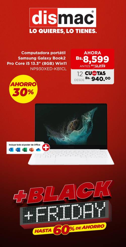 Dismac: Computadora portátil Samsung Galaxy Book2 Pro Core i5 13.3” (8GB) Win11