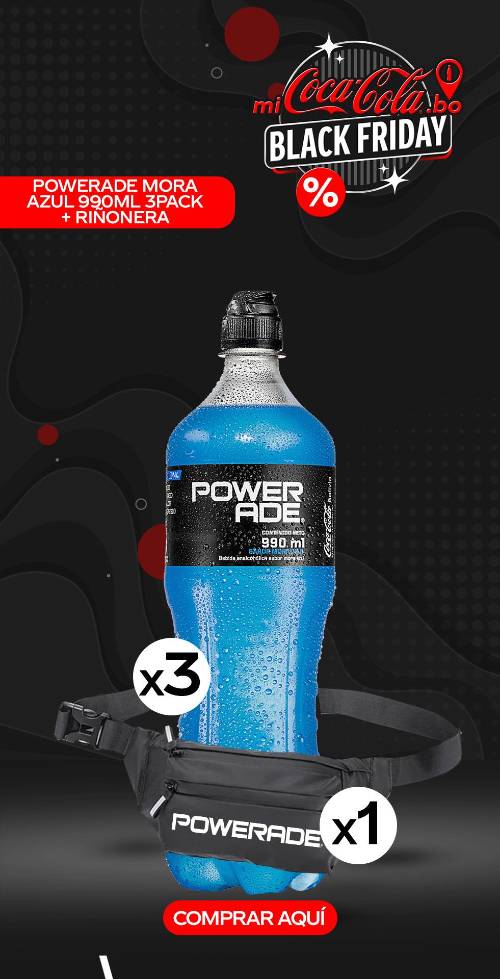 Powerade Mora Azul 990 Ml 3pack + Riñonera Powerade