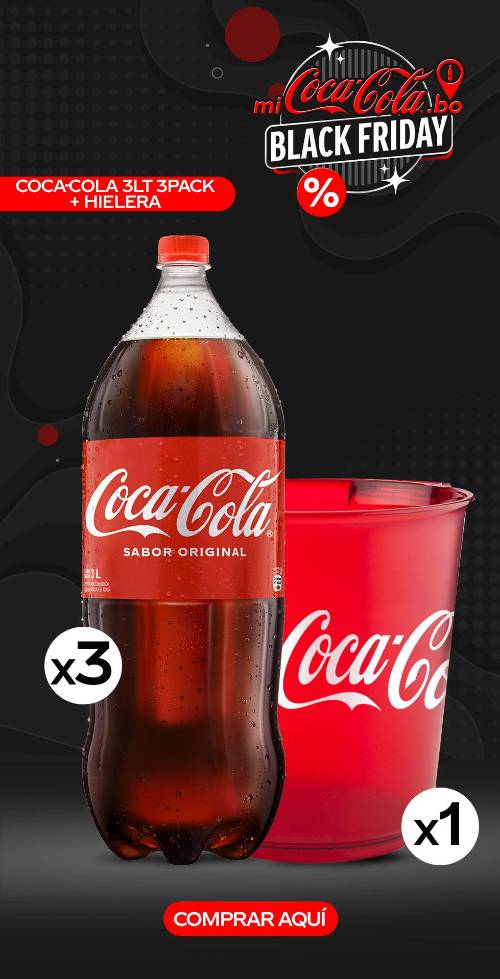 Coca-cola original 3 lt 3pack + hielera coca-cola