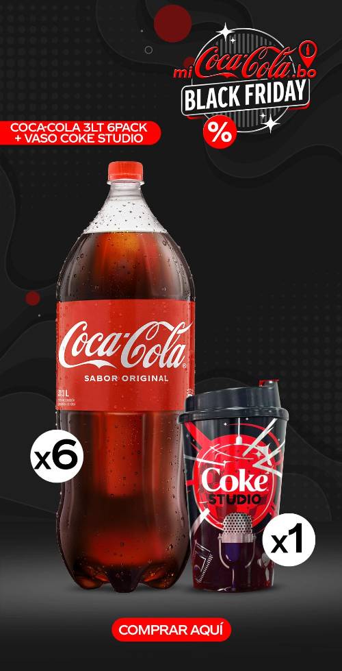 Coca-cola 3 lt 6pack + vaso coke studio