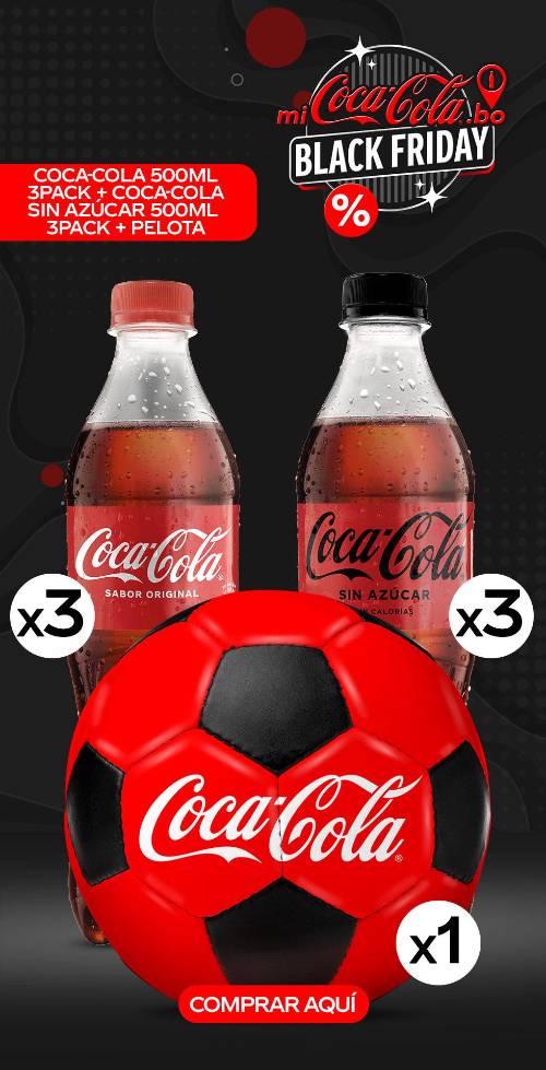 Coca-Cola 500 Ml 3pack + Coca-Cola Sin Azúcar 500 Ml 3pack + Pelota Coca-Cola