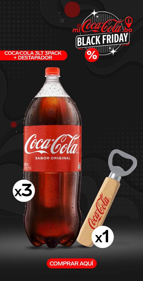 Coca-Cola Original 3 Lt 3pack + Destapador Coca-Cola