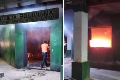 Reportan la quema de las instalaciones del comando policial de Santa Ana de Yacuma