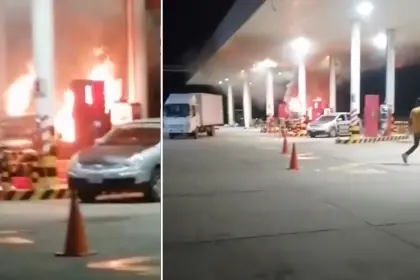Video: Reportan explosión de un vehículo en un surtidor de Portachuelo