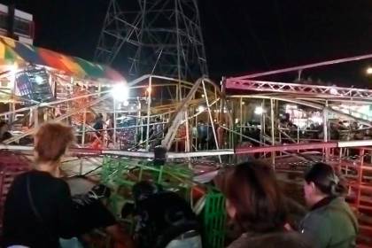 Cae una rueda gigante en las alasitas y deja personas heridas