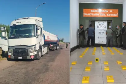 Cisterna con placa boliviana cae en Argentina con casi 47 kilos de cocaína 