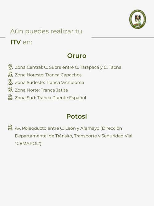 Los puntos de inspección en Oruro y Potosí