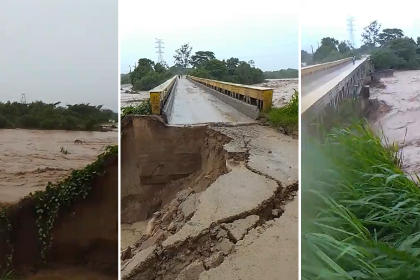 Santa Cruz: Colapsa la rampa de acceso al puente de Colpa Bélgica tras lluvias registradas este lunes