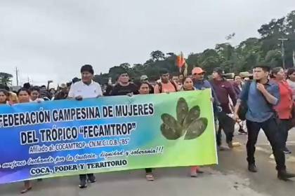 Evo Morales encabeza marcha en el trópico de Cochabamba contra el gobierno de Paz