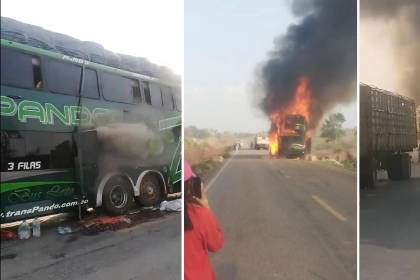 Reportan el incendio de una flota en plena ruta Santa Cruz – Trinidad