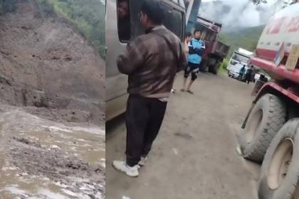 La Paz: Mazamorra en la carretera Asunta–Chulumani deja la ruta intransitable y varios vehículos parados