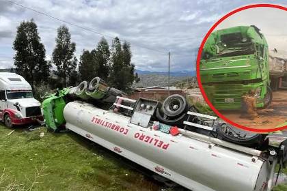 Video: Así quedó el carro cisterna que se volcó tras chocar contra otro vehículo en la ruta Cochabamba-Oruro