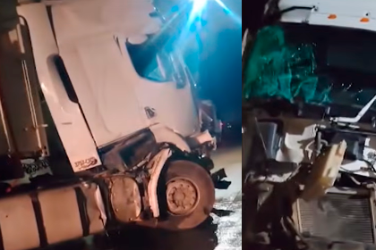 Caos en El Sillar: Choque de dos camiones dentro de un túnel genera congestión vehicular
