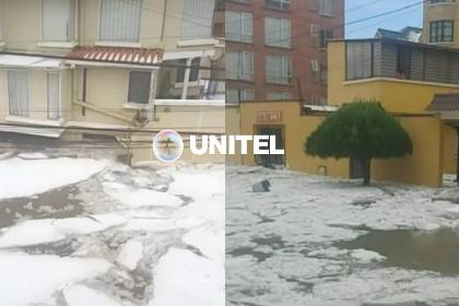 Intensa lluvia y granizo provocan el desborde de un río y daños en viviendas de la zona sur de La Paz