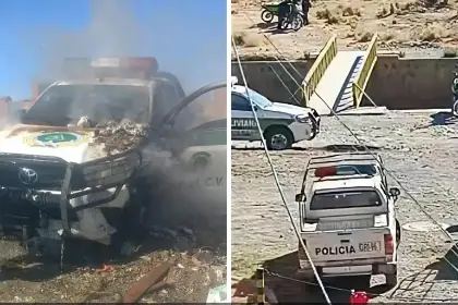 Dictan detención preventiva para acusado de quemar una patrulla en un punto de bloqueo de El Alto