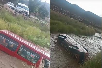 Hombre grabó el momento exacto cuando un minibús fue arrastrado por un río en Oruro y ayudó a salir al chofer
