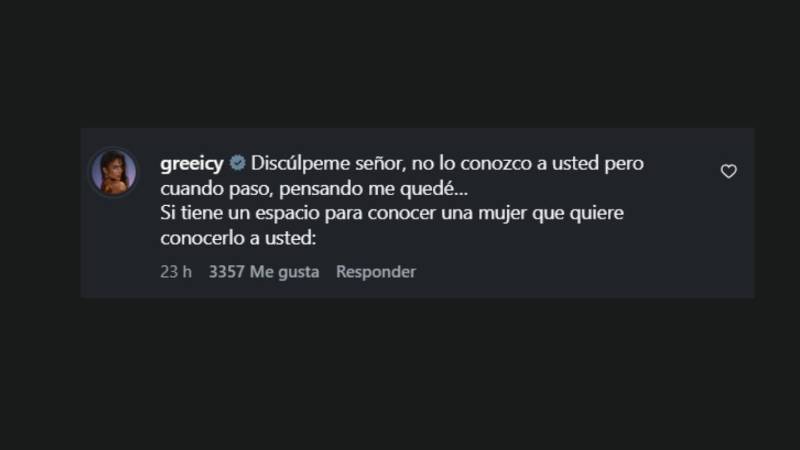 Greeicy comenta en el post de Mike Bahía 