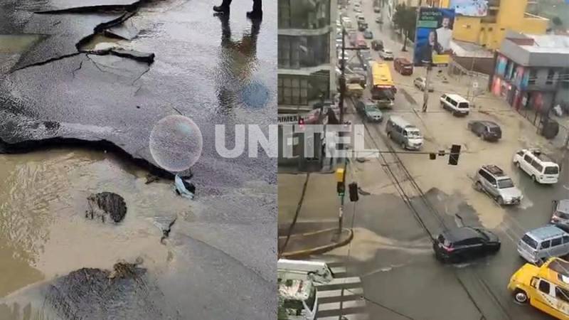 La capa asfáltica terminó desprendida por las lluvias